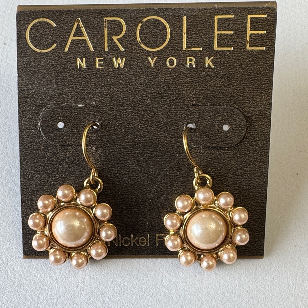 Carolee Gold and Cream Pearl Drop Earrings